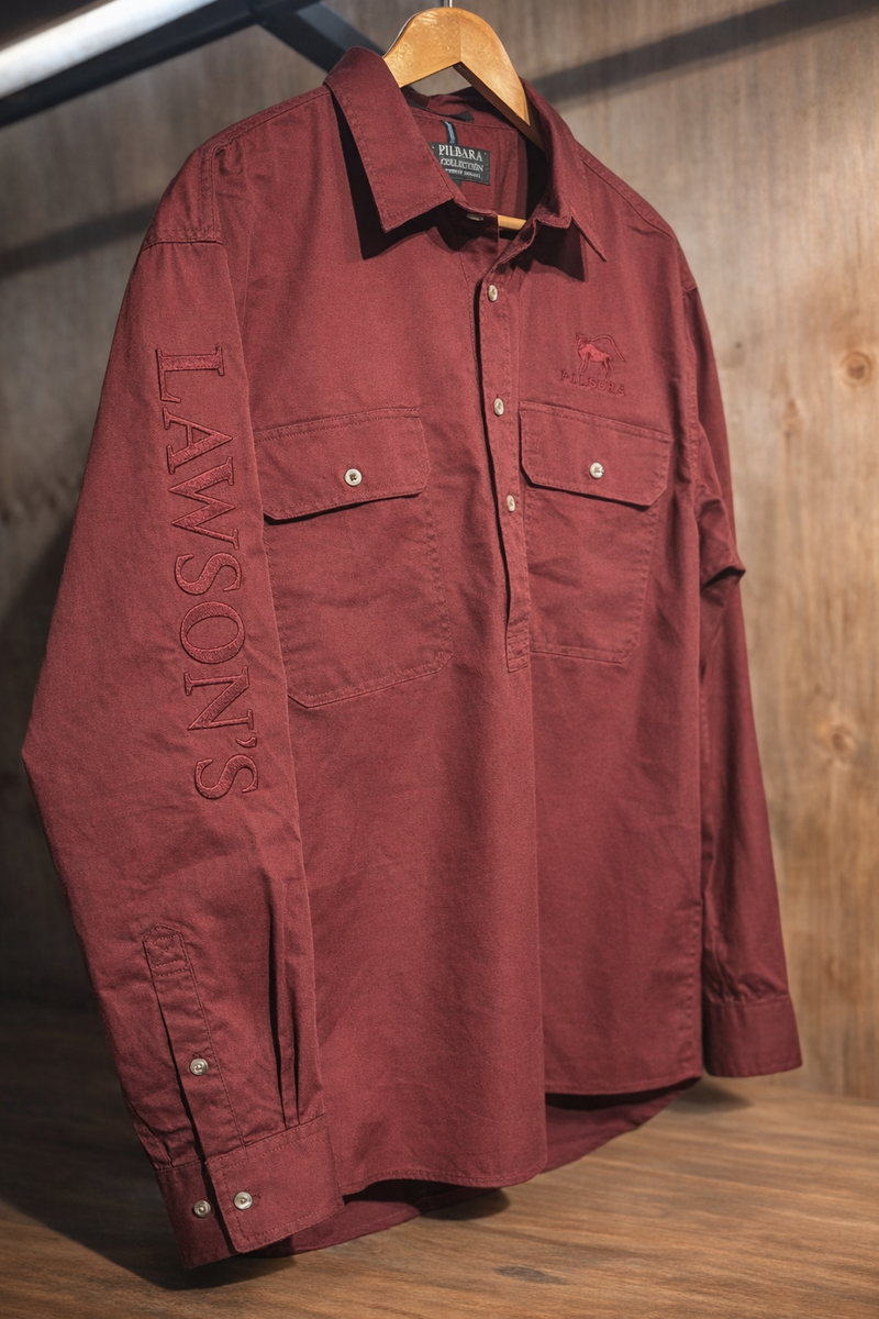 Lawson’s Pilbara Button-Up Shirt – Burgundy